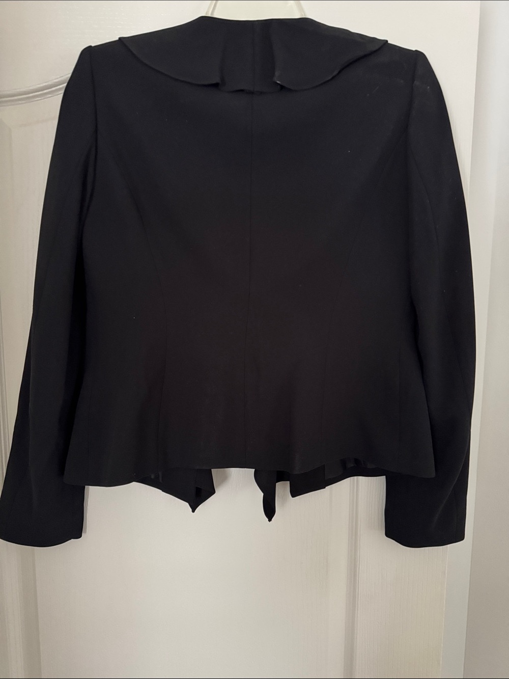 Anne Klein Black Ruffle-Front Blazer Jacket - Picture 3 of 3